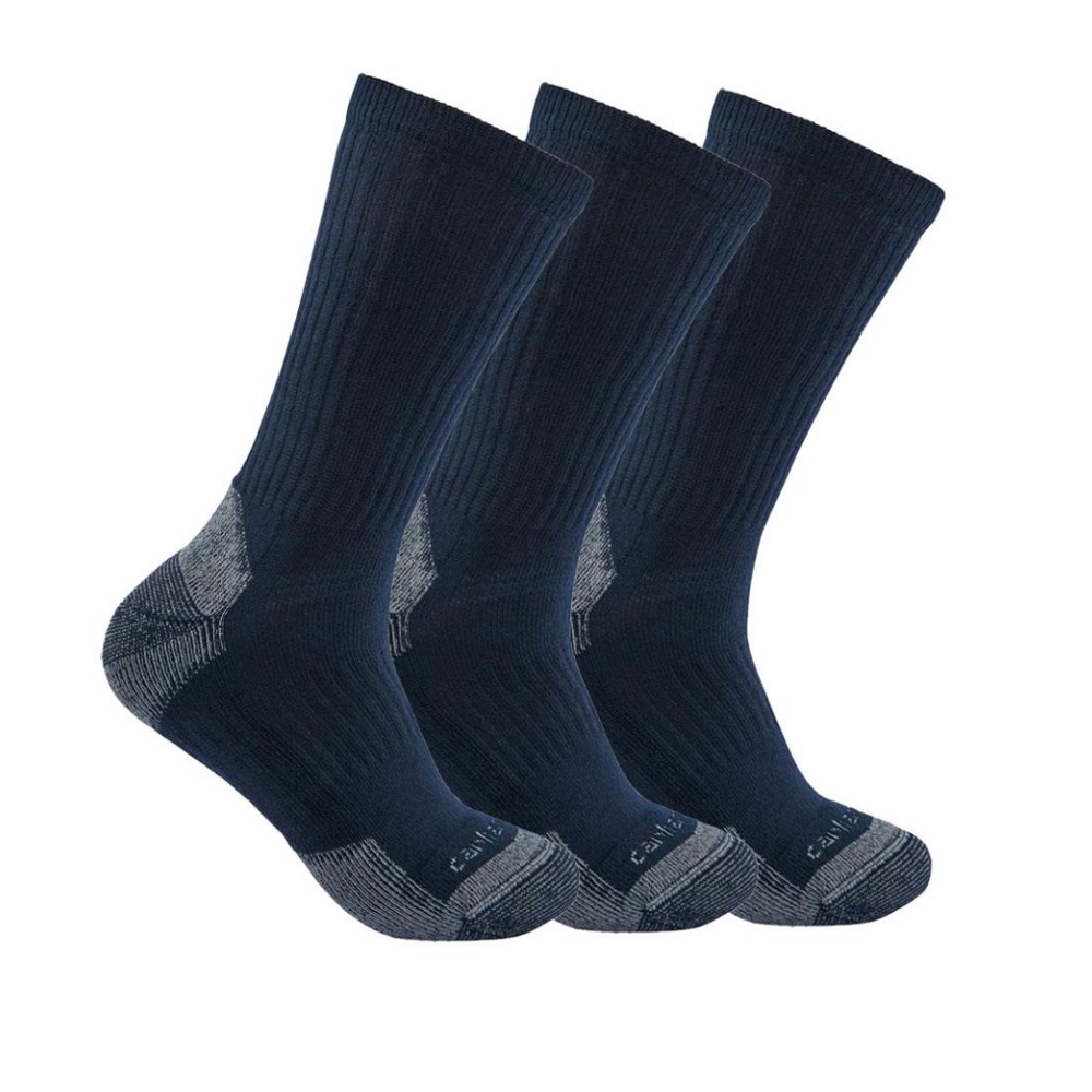Carhartt Midweight Cotton Blend Crew Sock 3-Pack Navy